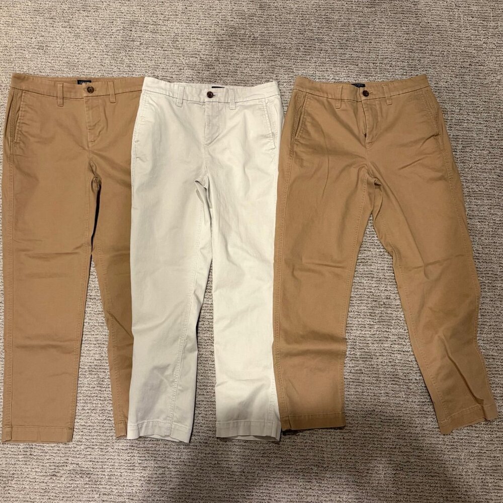 J. Crew High Rise Girlfriend Pant. 3 pairs. Size 2. Classic Inseam 27"